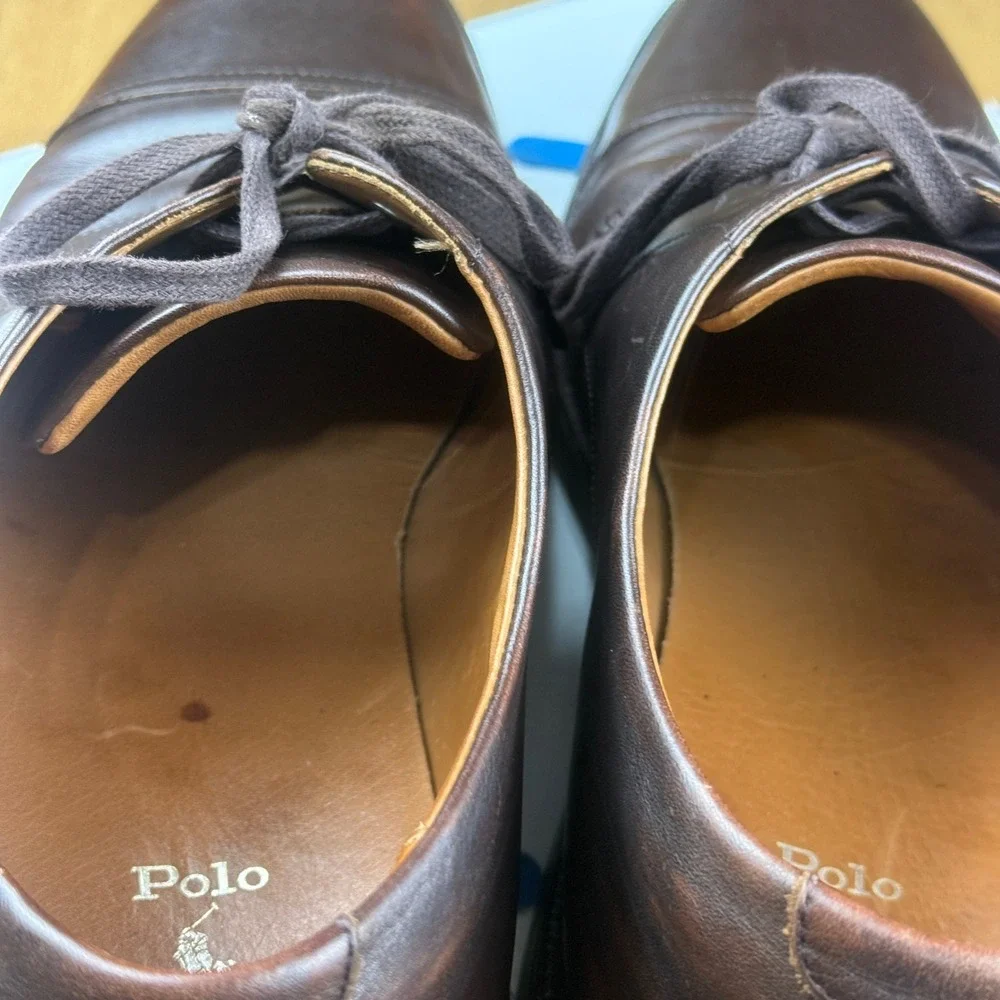 Polo Ralph Lauren Asher Captoe Brown Leather Oxford Dress Shoes Mens 13 Vibram